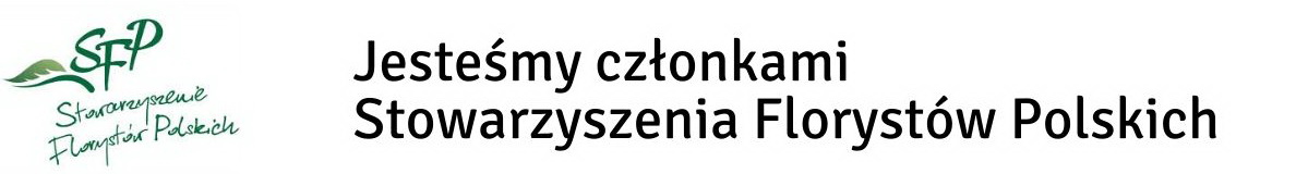 Baner z informacją: Jesteśmy czlonkami Stowarzyszenia Florystów Polskich